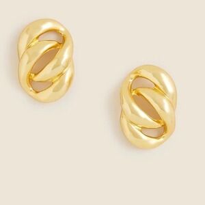 J. Crew Gold Tone Interlocking Link Stud Earrings Hypoallergenic Post NEW